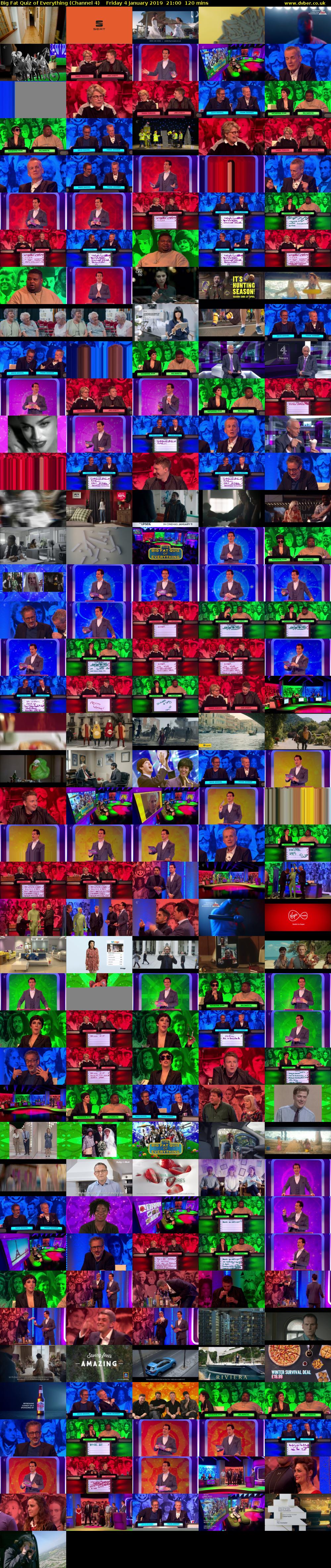 Big Fat Quiz of Everything (Channel 4) Friday 4 January 2019 21:00 - 23:00