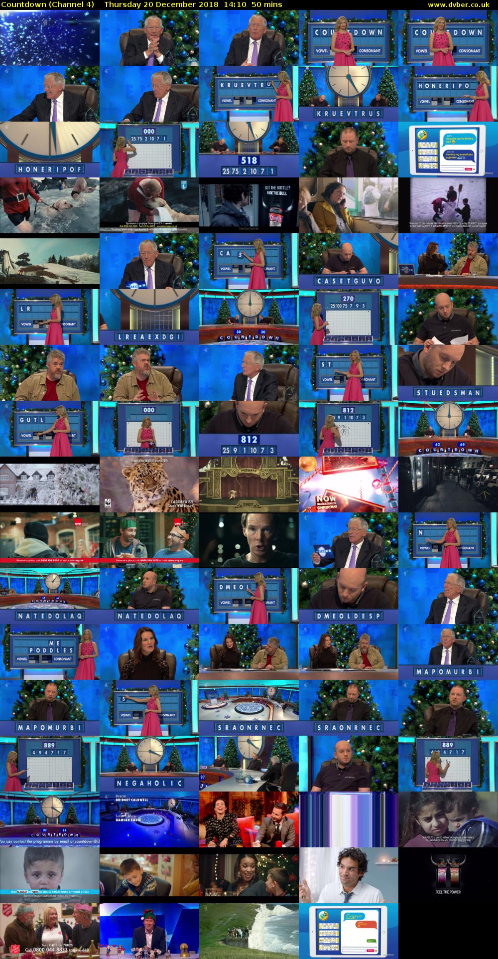 Countdown (Channel 4) Thursday 20 December 2018 14:10 - 15:00