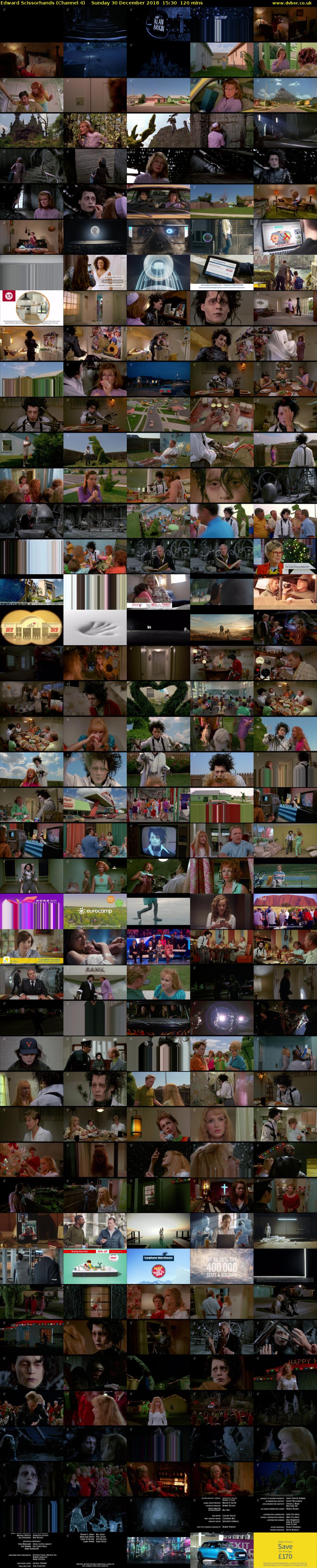 Edward Scissorhands (Channel 4) Sunday 30 December 2018 15:30 - 17:30