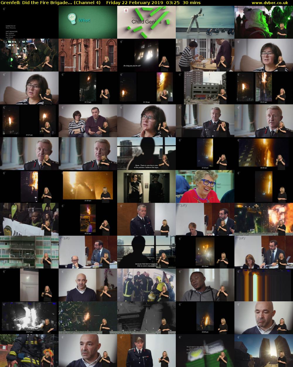 Grenfell: Did the Fire Brigade... (Channel 4) Friday 22 February 2019 03:25 - 03:55