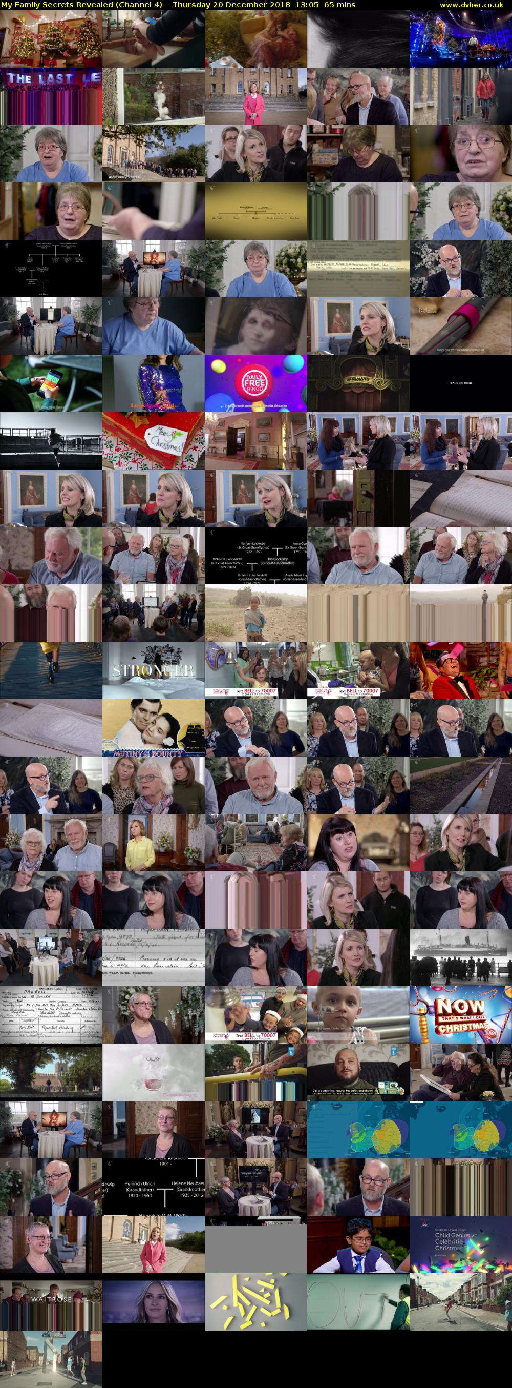 My Family Secrets Revealed (Channel 4) Thursday 20 December 2018 13:05 - 14:10