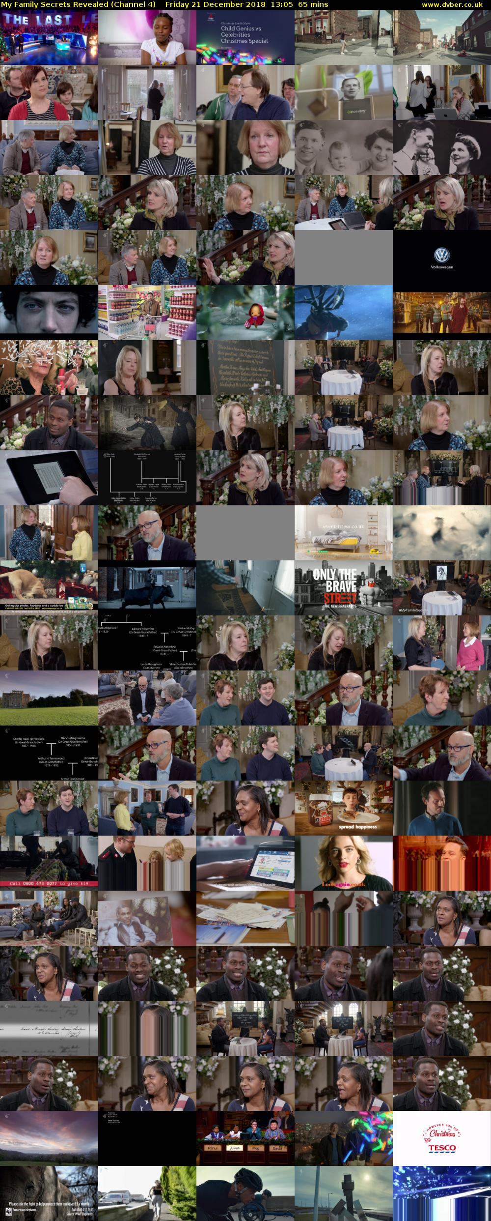 My Family Secrets Revealed (Channel 4) Friday 21 December 2018 13:05 - 14:10