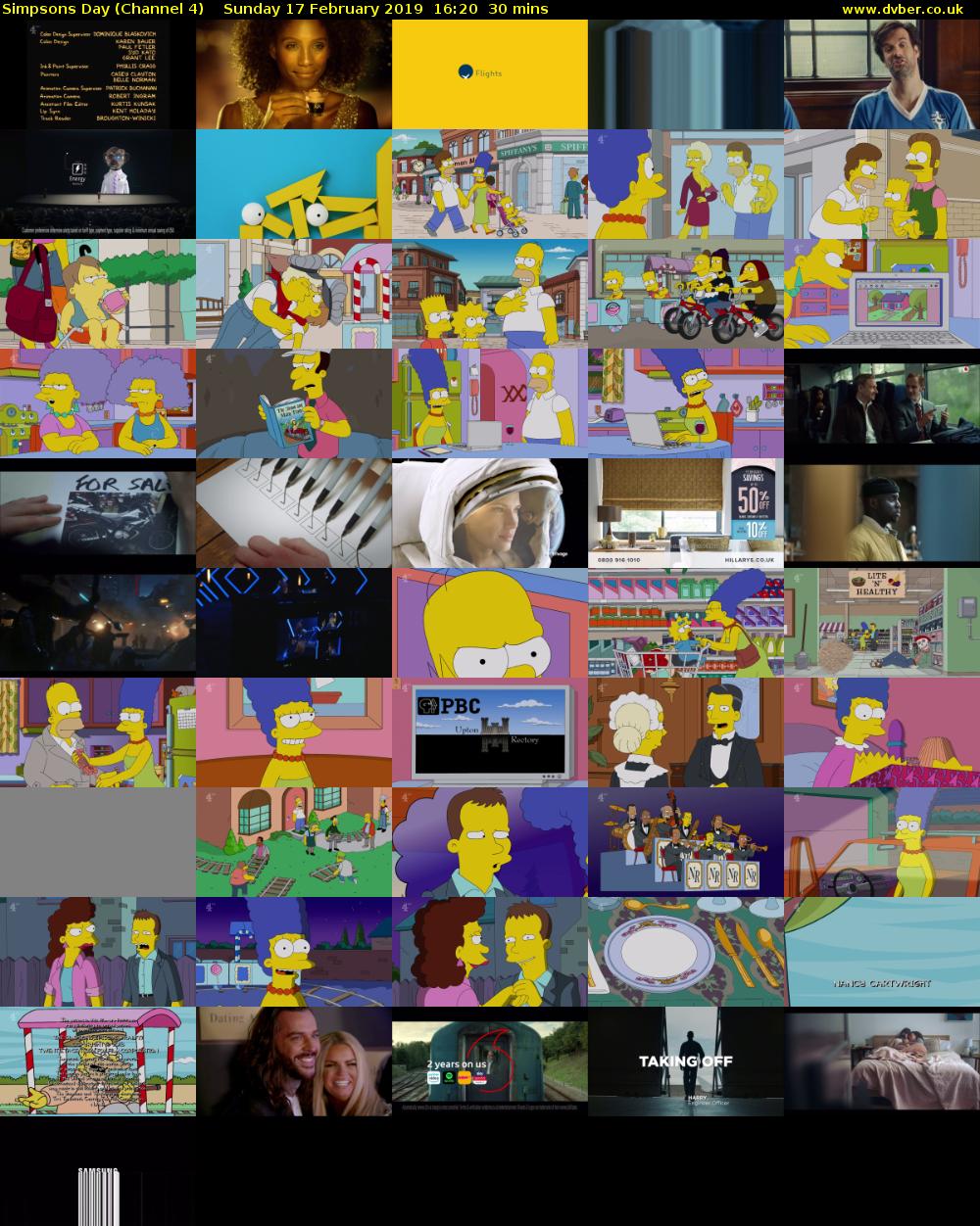 Simpsons Day (Channel 4) Sunday 17 February 2019 16:20 - 16:50