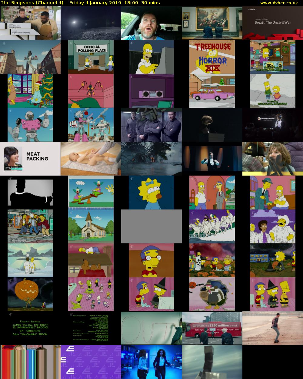 The Simpsons (Channel 4) Friday 4 January 2019 18:00 - 18:30