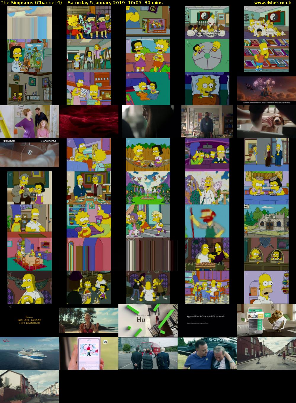 The Simpsons (Channel 4) Saturday 5 January 2019 10:05 - 10:35