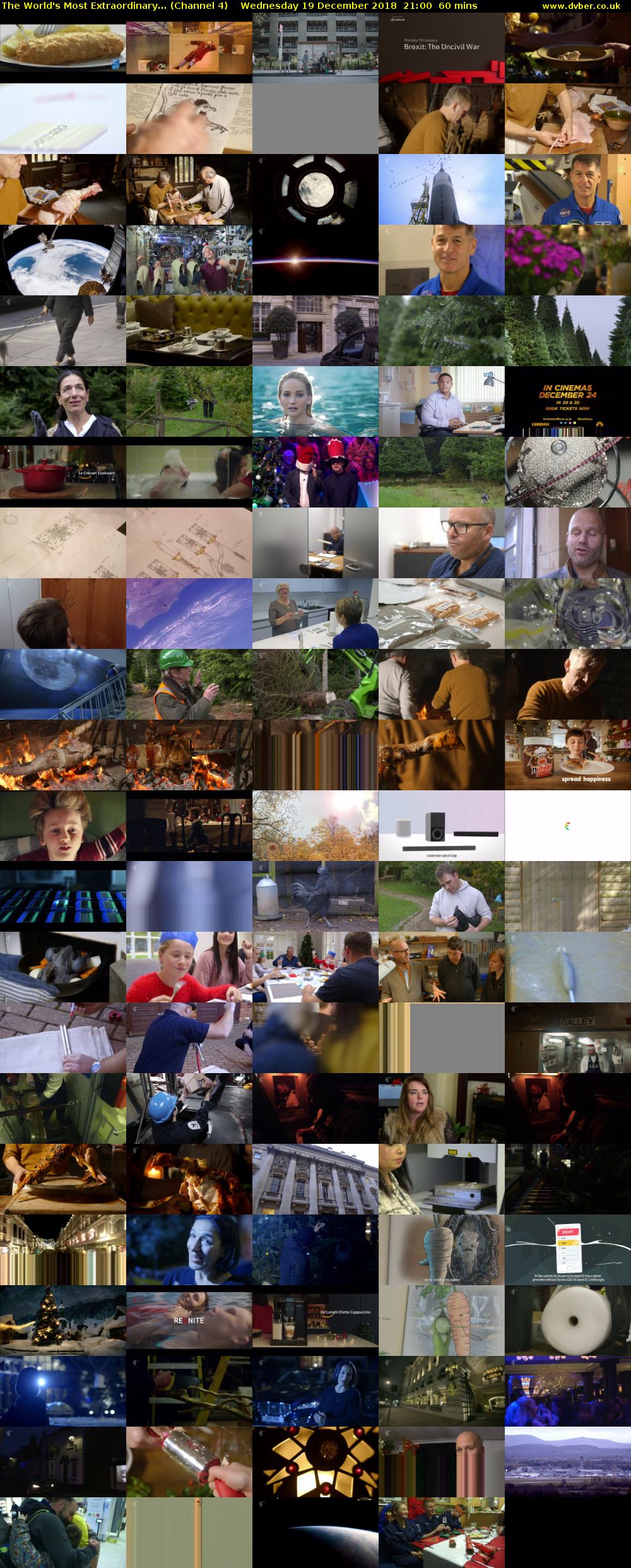 The World's Most Extraordinary... (Channel 4) Wednesday 19 December 2018 21:00 - 22:00