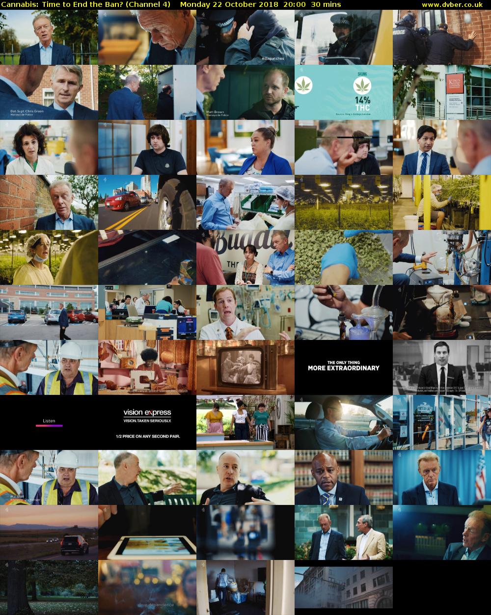 Cannabis: Time to End the Ban? (Channel 4) Monday 22 October 2018 20:00 - 20:30