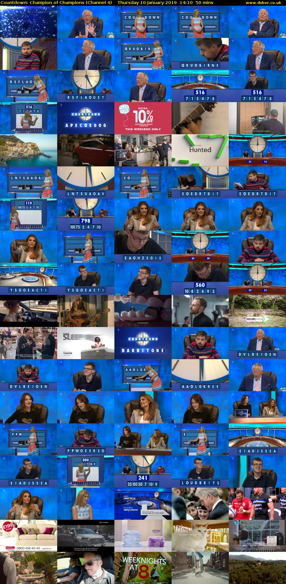 Countdown: Champion of Champions (Channel 4) Thursday 10 January 2019 14:10 - 15:00