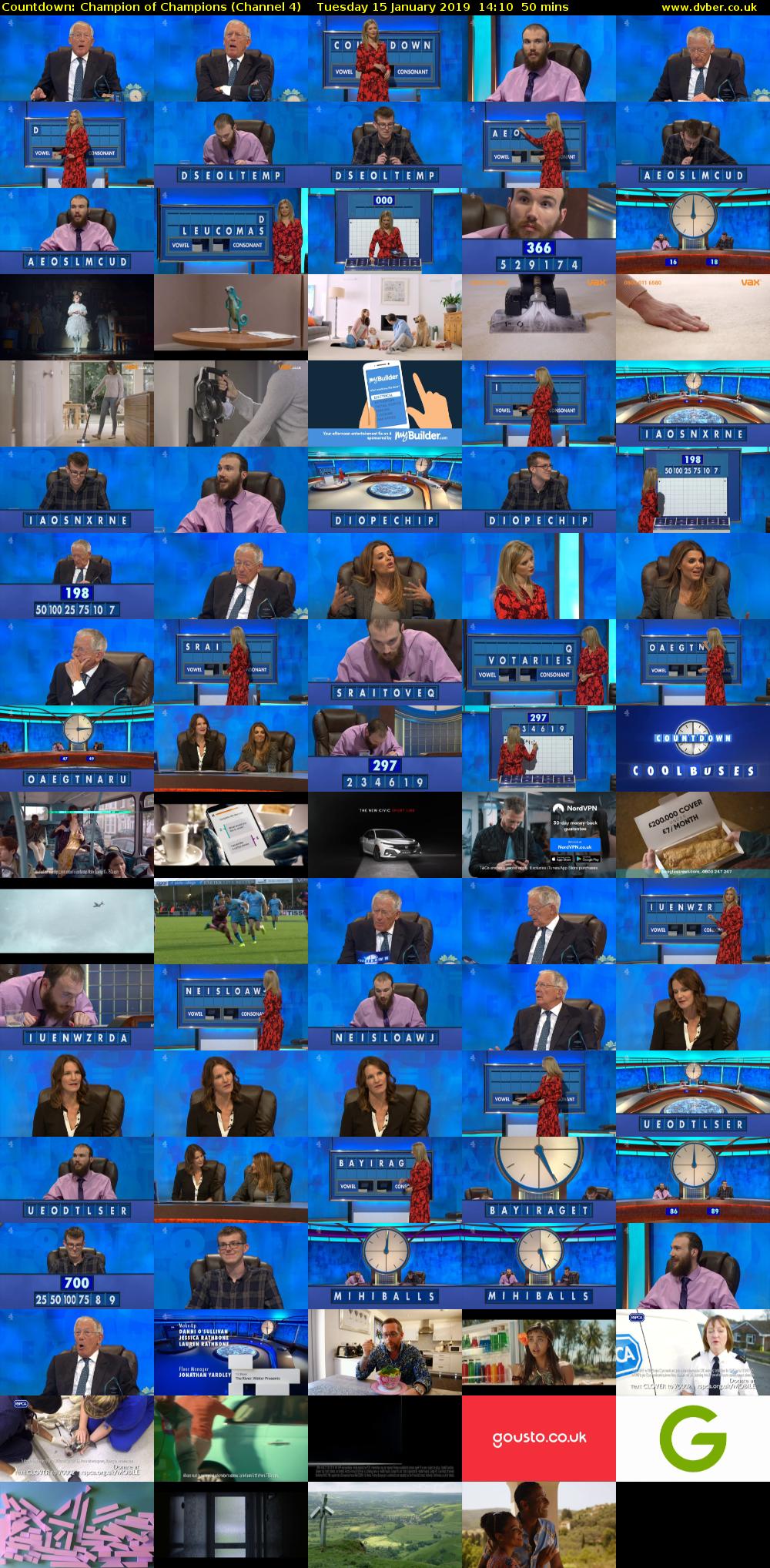 Countdown: Champion of Champions (Channel 4) Tuesday 15 January 2019 14:10 - 15:00