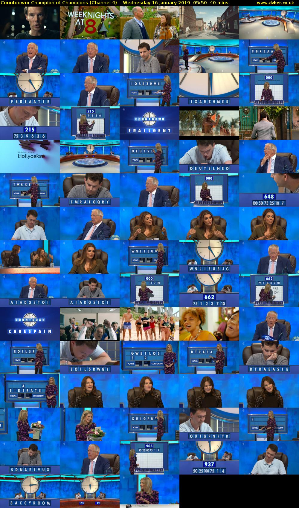 Countdown: Champion of Champions (Channel 4) Wednesday 16 January 2019 05:50 - 06:30