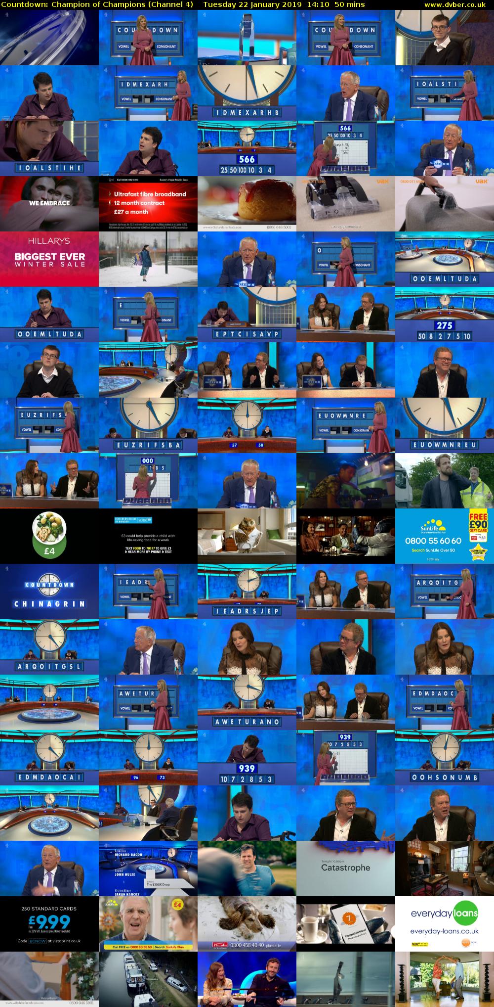 Countdown: Champion of Champions (Channel 4) Tuesday 22 January 2019 14:10 - 15:00