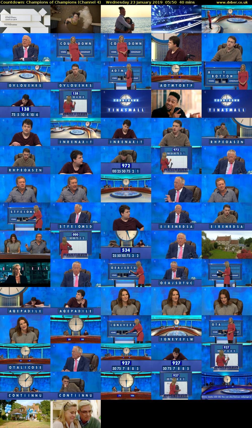 Countdown: Champions of Champions (Channel 4) Wednesday 23 January 2019 05:50 - 06:30