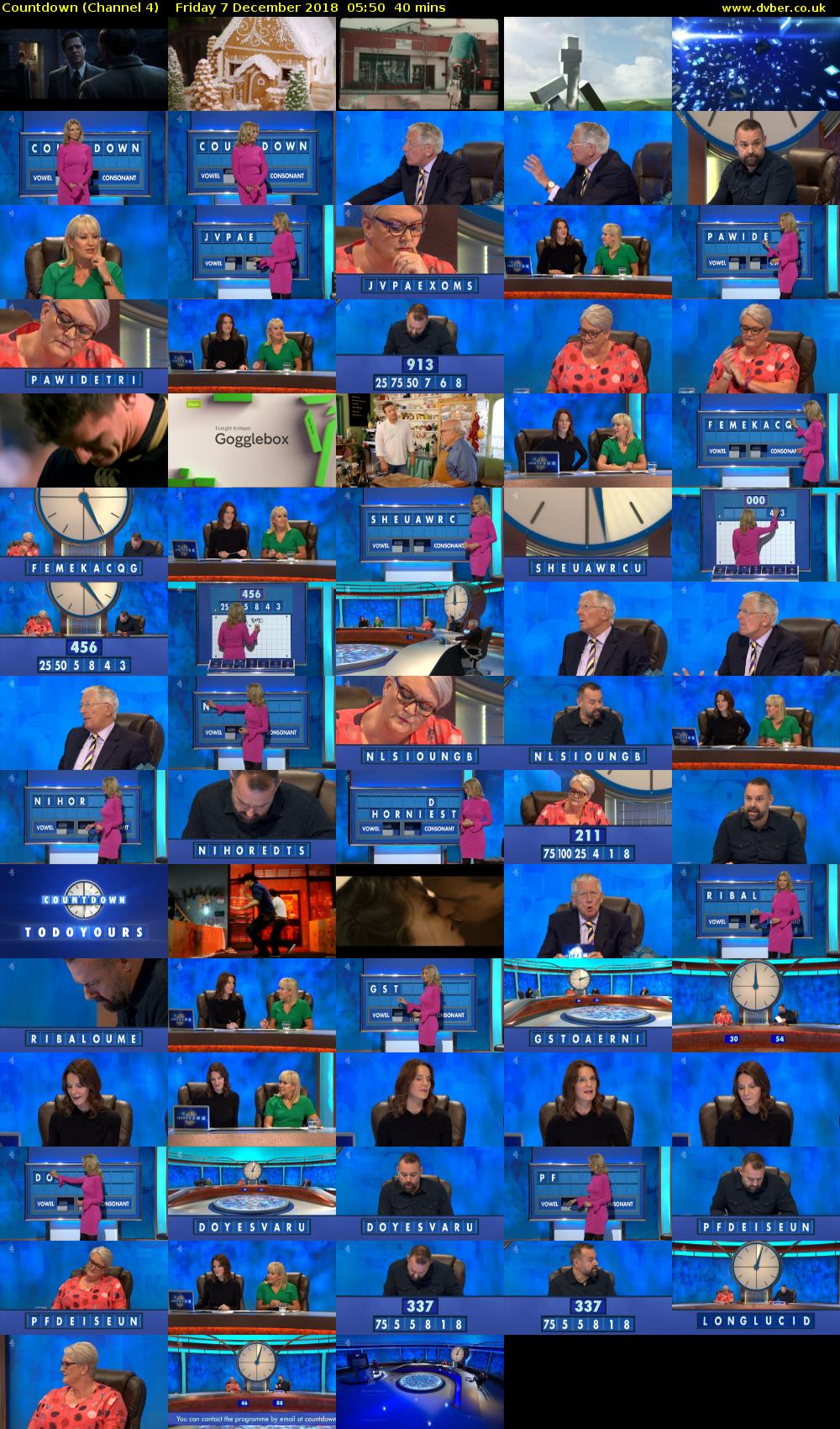 Countdown (Channel 4) Friday 7 December 2018 05:50 - 06:30