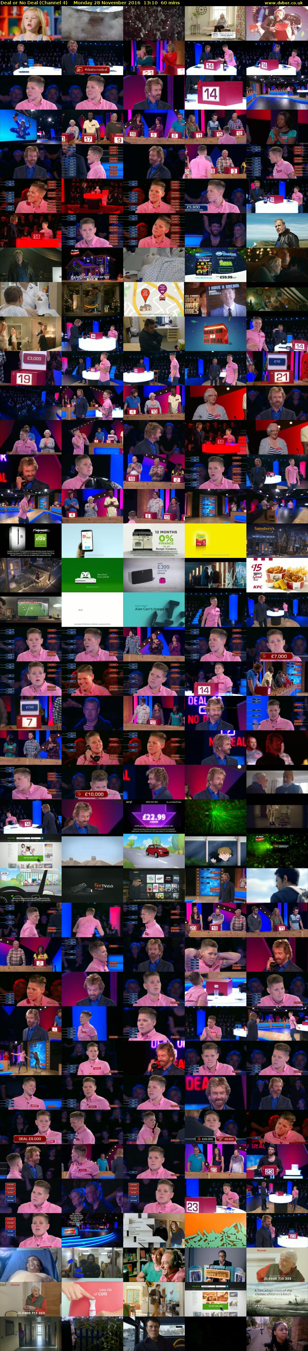Deal or No Deal (Channel 4) Monday 28 November 2016 13:10 - 14:10