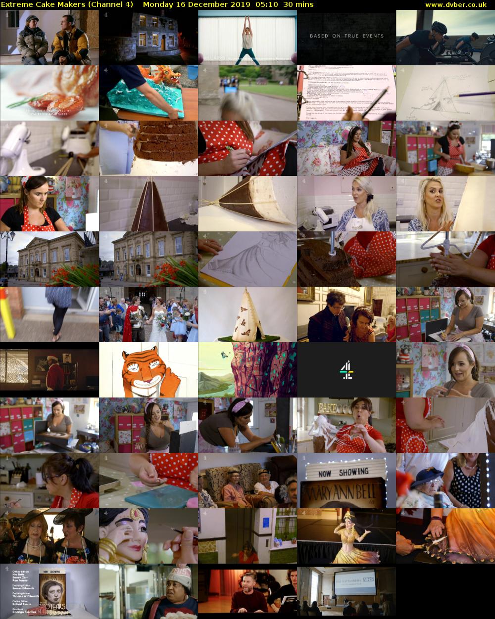 Extreme Cake Makers (Channel 4) Monday 16 December 2019 05:10 - 05:40