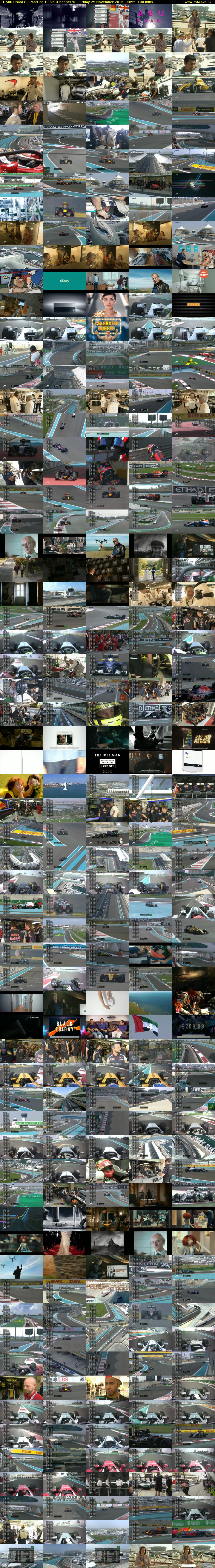 F1 Abu Dhabi GP Practice 1 Live (Channel 4) Friday 25 November 2016 08:55 - 10:35
