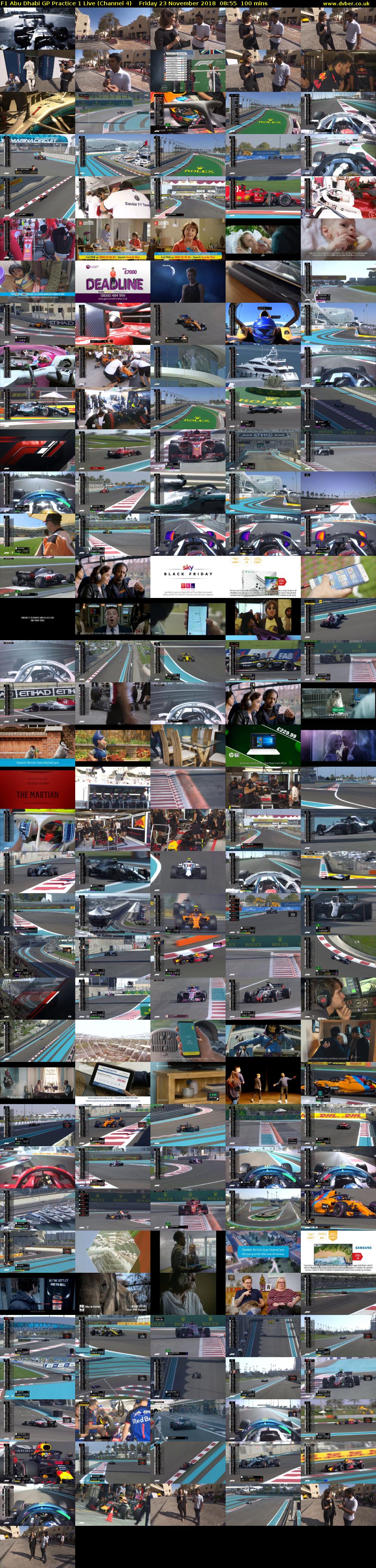 F1 Abu Dhabi GP Practice 1 Live (Channel 4) Friday 23 November 2018 08:55 - 10:35