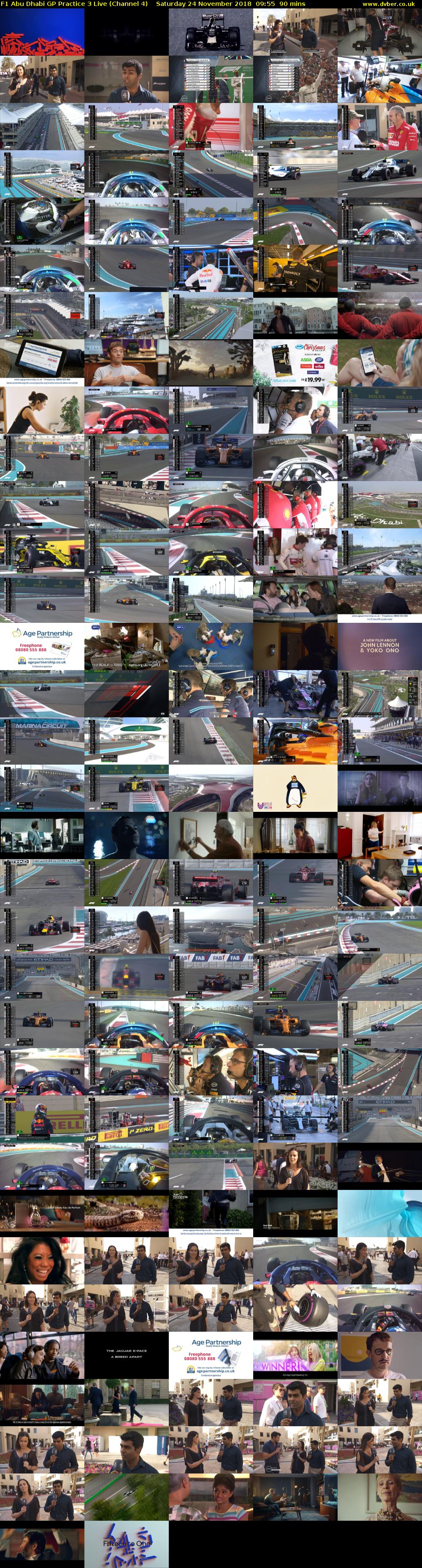 F1 Abu Dhabi GP Practice 3 Live (Channel 4) Saturday 24 November 2018 09:55 - 11:25