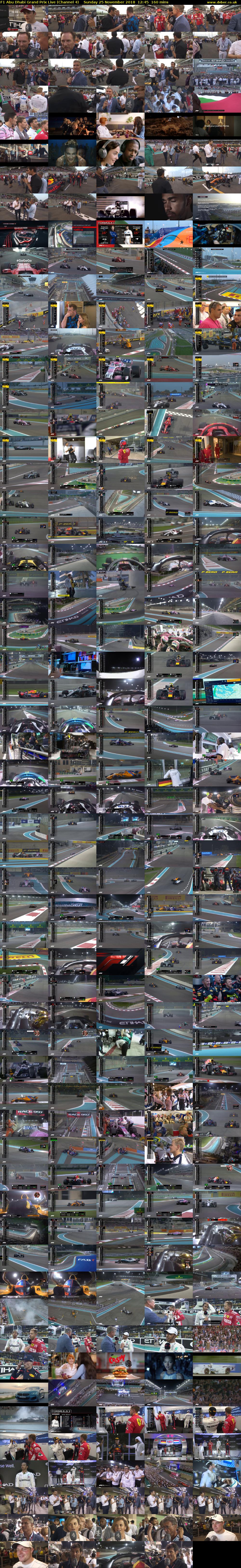 F1 Abu Dhabi Grand Prix Live (Channel 4) Sunday 25 November 2018 12:45 - 15:25