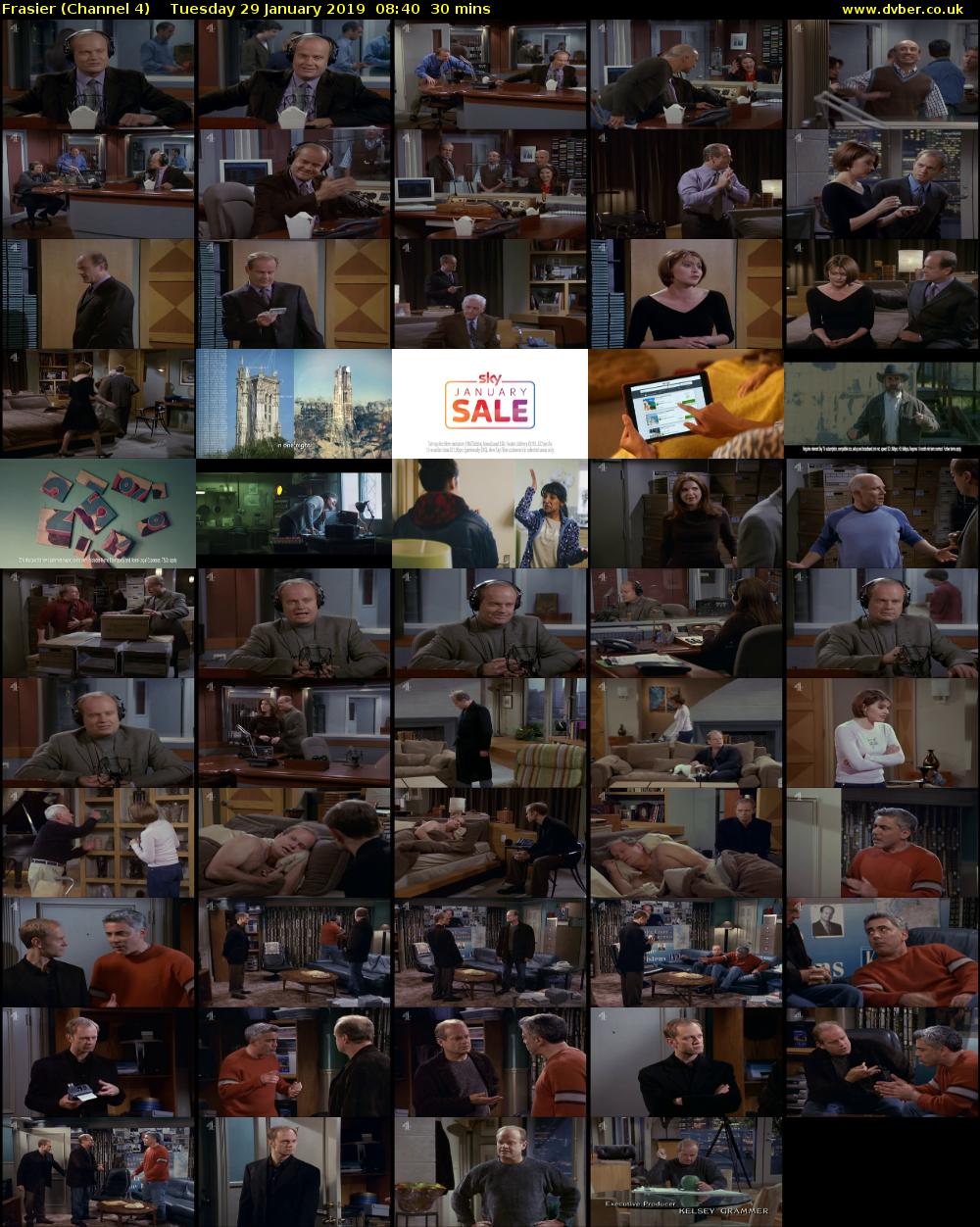 Frasier (Channel 4) Tuesday 29 January 2019 08:40 - 09:10