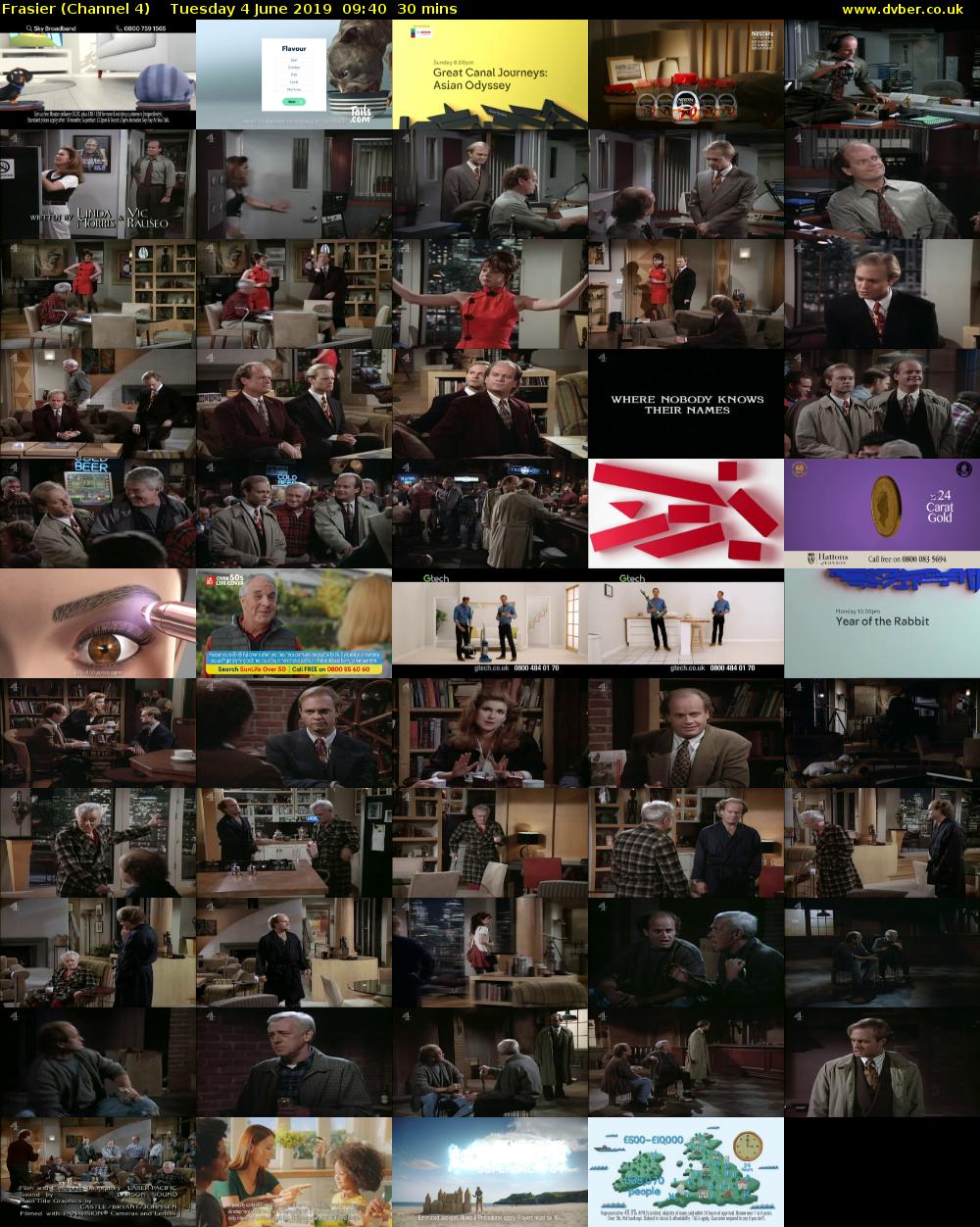 Frasier (Channel 4) Tuesday 4 June 2019 09:40 - 10:10