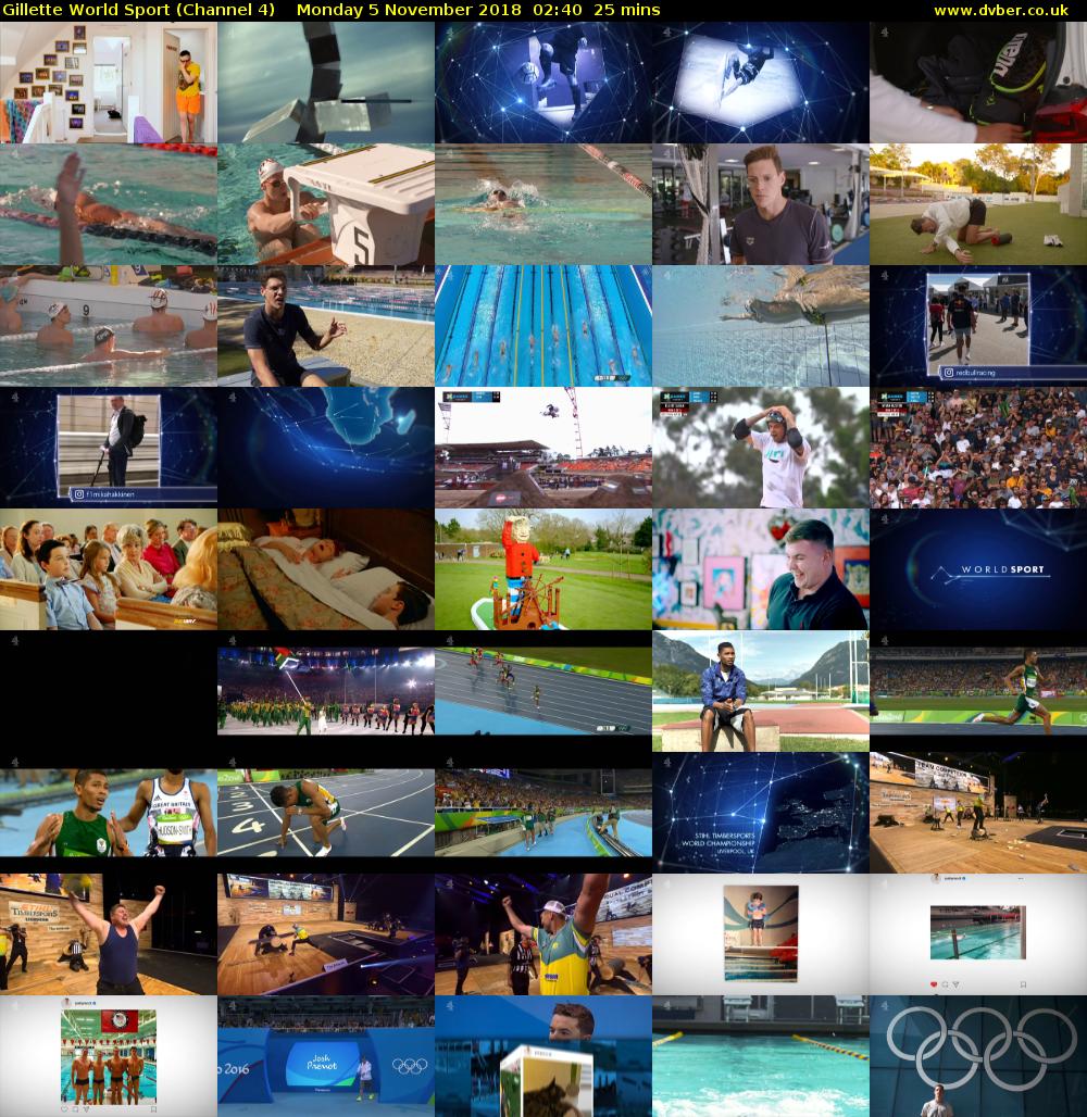 Gillette World Sport (Channel 4) Monday 5 November 2018 02:40 - 03:05