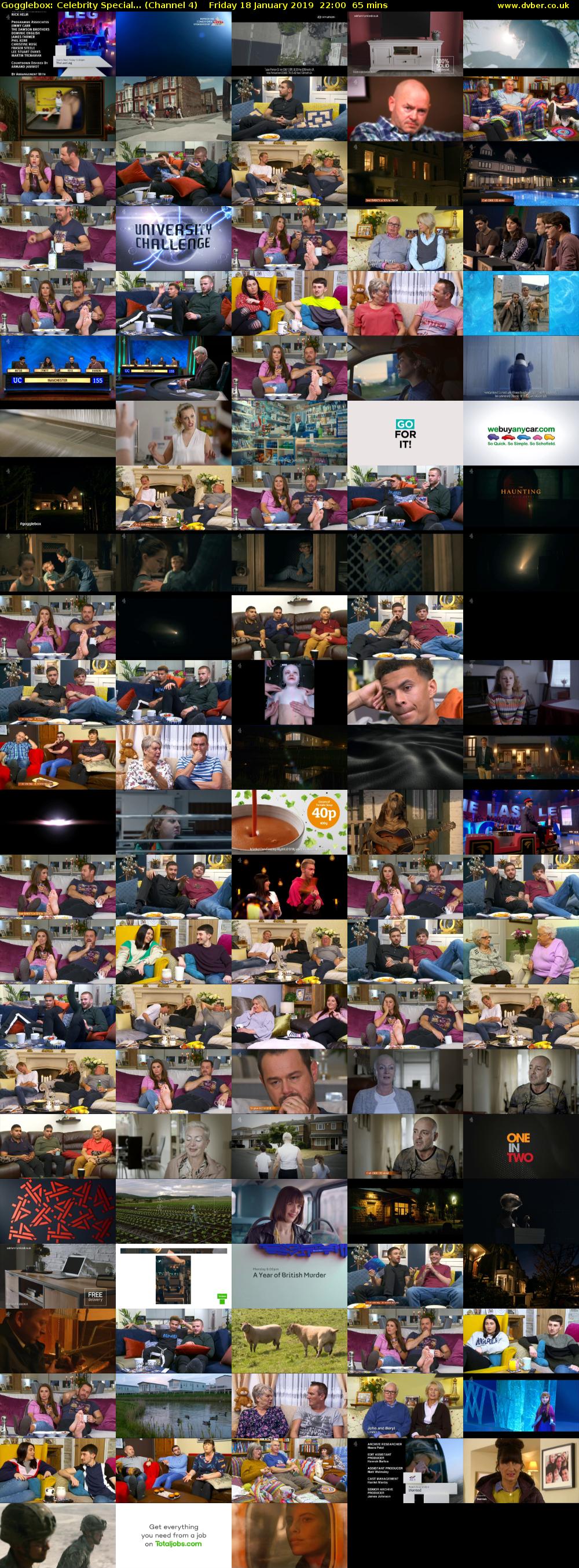 Gogglebox: Celebrity Special... (Channel 4) Friday 18 January 2019 22:00 - 23:05