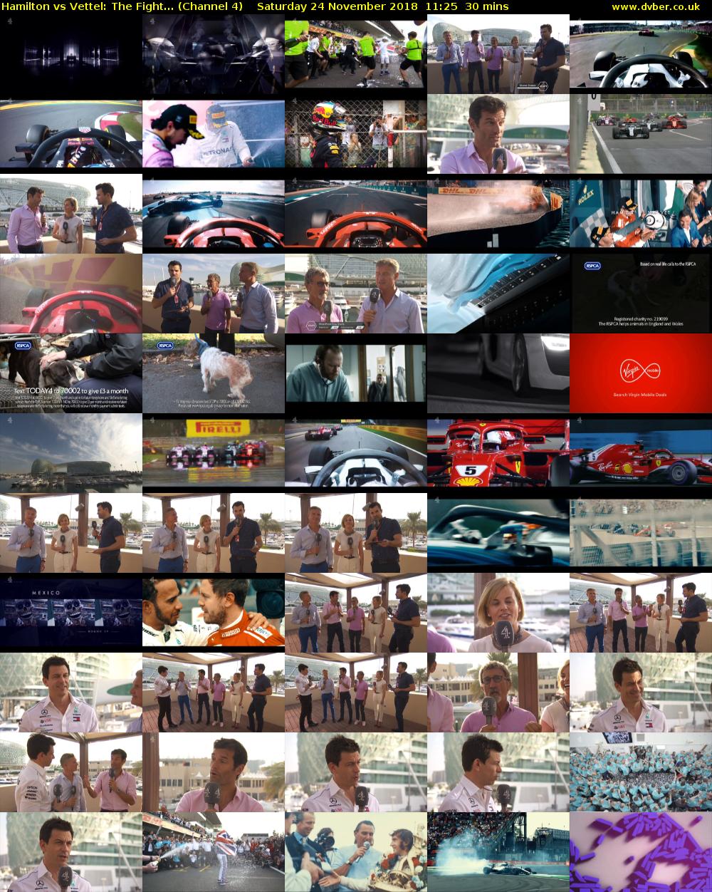 Hamilton vs Vettel: The Fight... (Channel 4) Saturday 24 November 2018 11:25 - 11:55