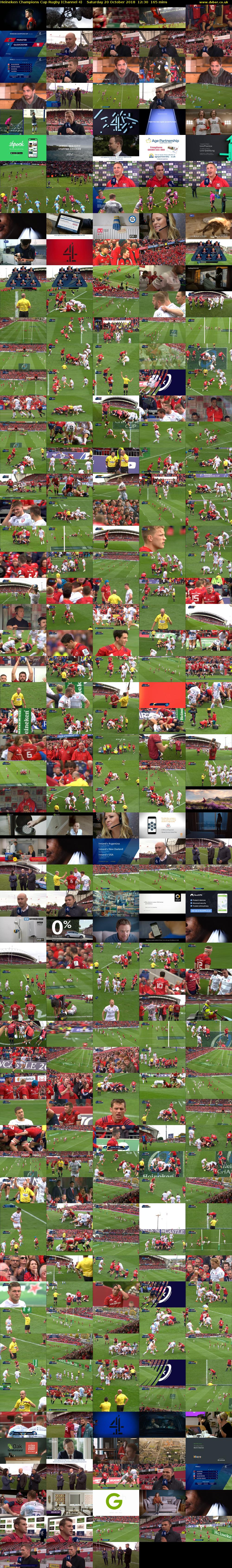 Heineken Champions Cup Rugby (Channel 4) Saturday 20 October 2018 12:30 - 15:15