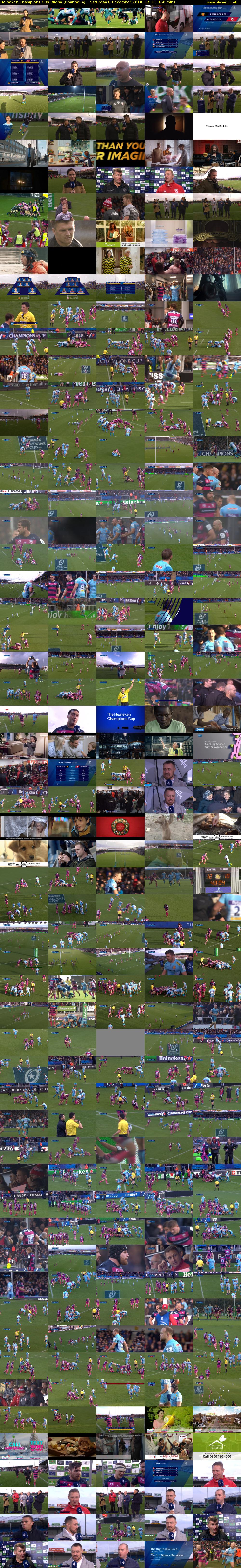 Heineken Champions Cup Rugby (Channel 4) Saturday 8 December 2018 12:30 - 15:10