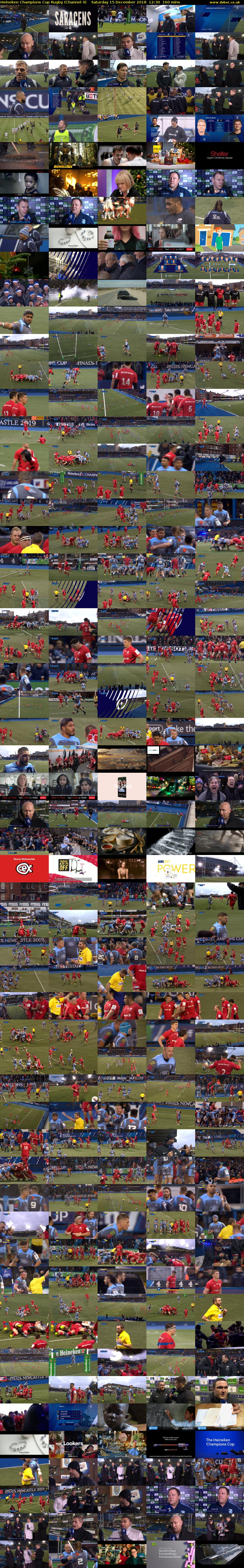 Heineken Champions Cup Rugby (Channel 4) Saturday 15 December 2018 12:30 - 15:10