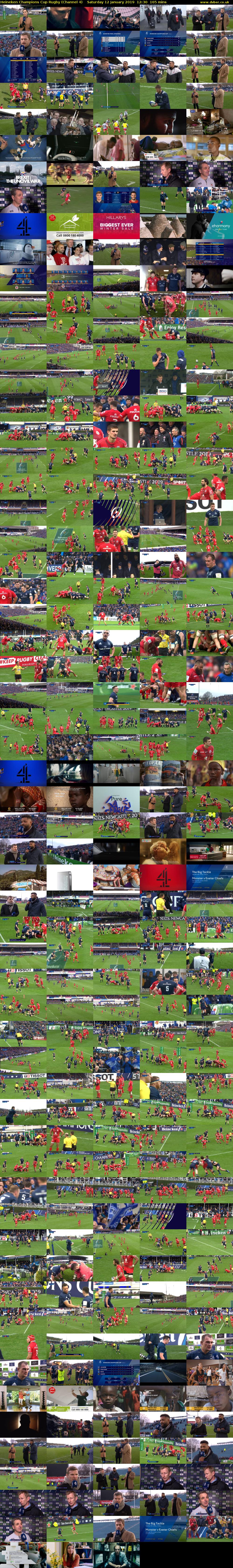 Heineken Champions Cup Rugby (Channel 4) Saturday 12 January 2019 12:30 - 15:15