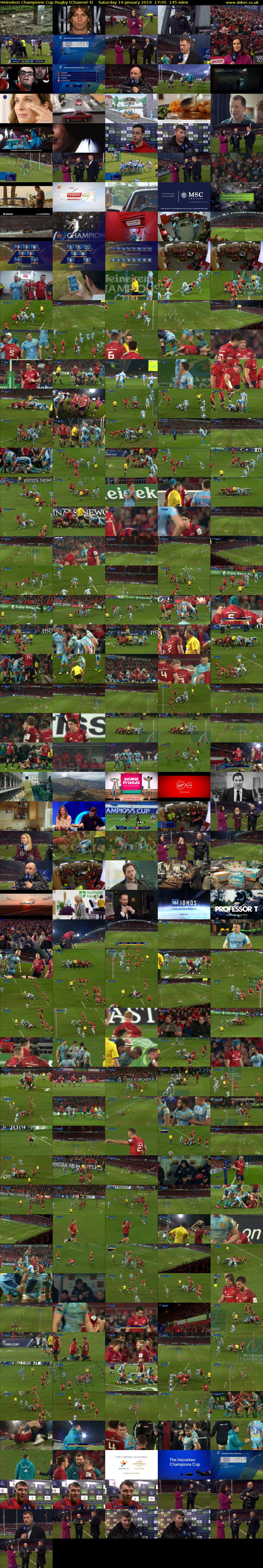 Heineken Champions Cup Rugby (Channel 4) Saturday 19 January 2019 17:05 - 19:30
