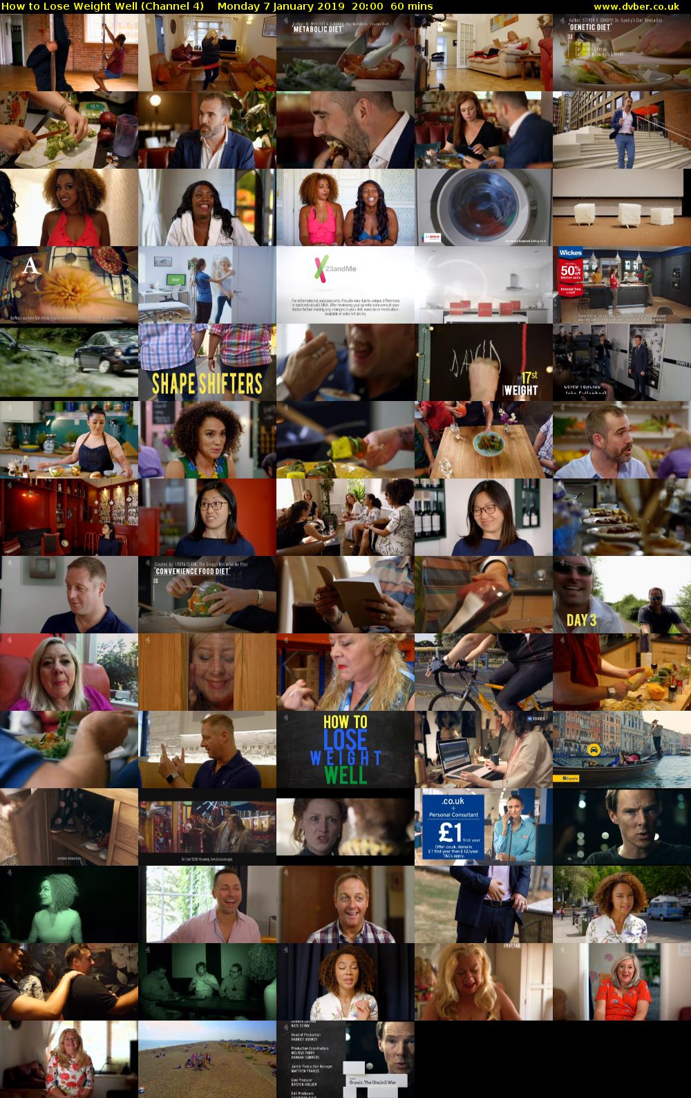 How to Lose Weight Well (Channel 4) Monday 7 January 2019 20:00 - 21:00