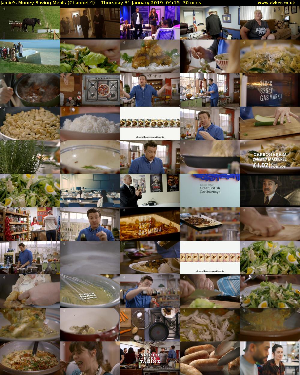 Jamie's Money Saving Meals (Channel 4) Thursday 31 January 2019 04:15 - 04:45