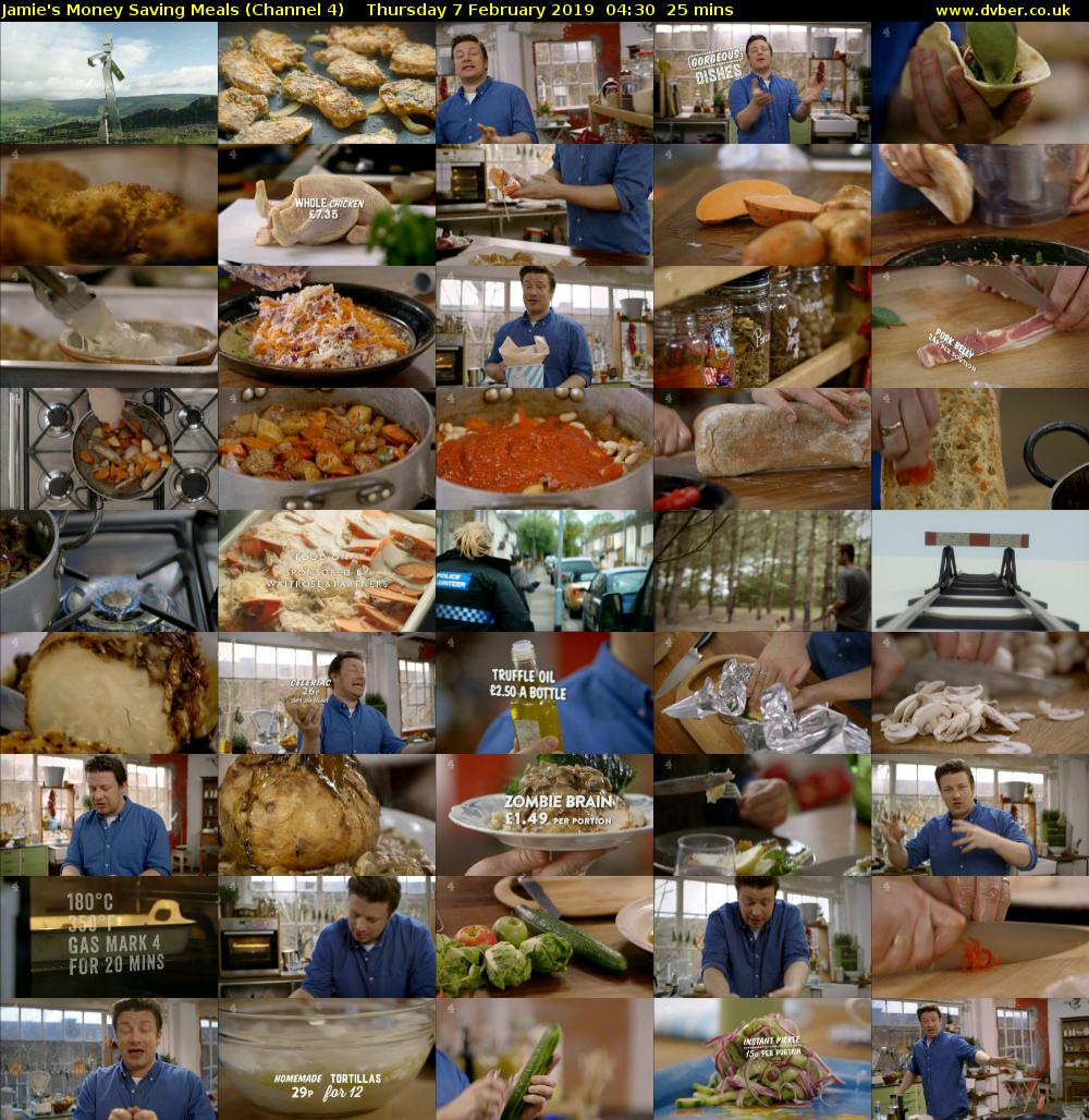 Jamie's Money Saving Meals (Channel 4) Thursday 7 February 2019 04:30 - 04:55