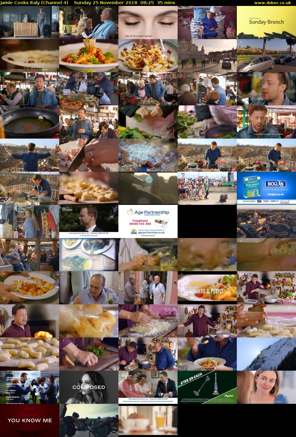 Jamie Cooks Italy (Channel 4) Sunday 25 November 2018 08:25 - 09:00