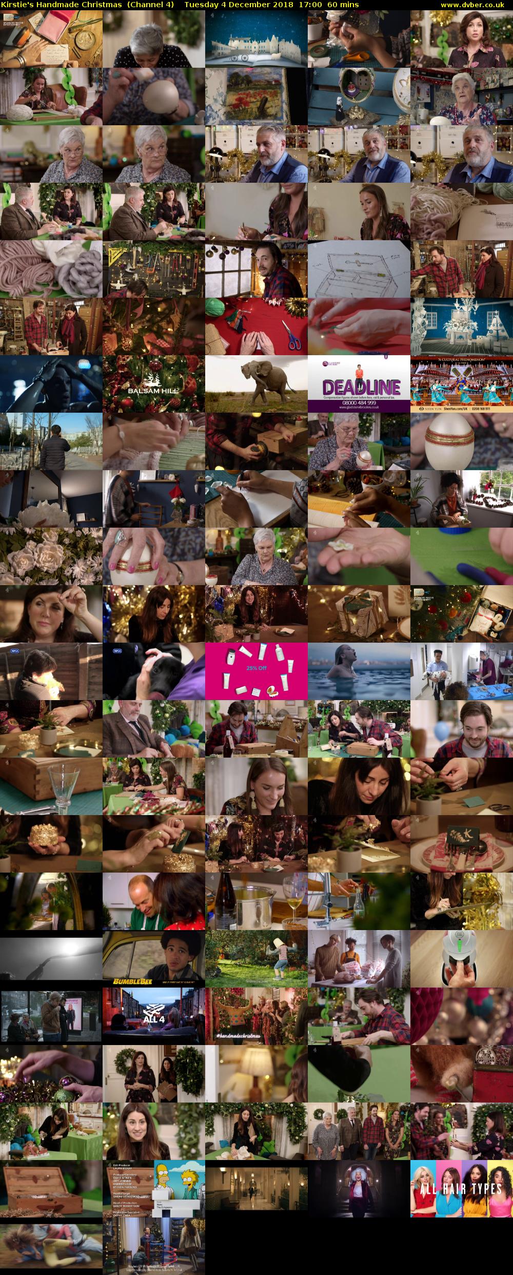 Kirstie's Handmade Christmas  (Channel 4) Tuesday 4 December 2018 17:00 - 18:00