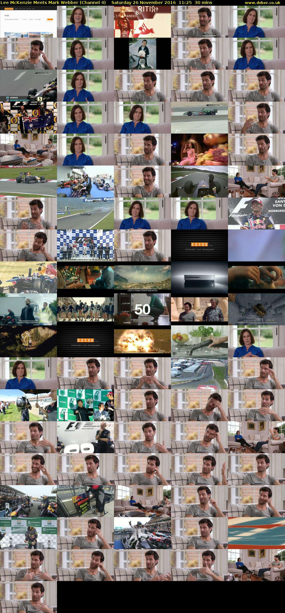 Lee McKenzie Meets Mark Webber (Channel 4) Saturday 26 November 2016 11:25 - 11:55