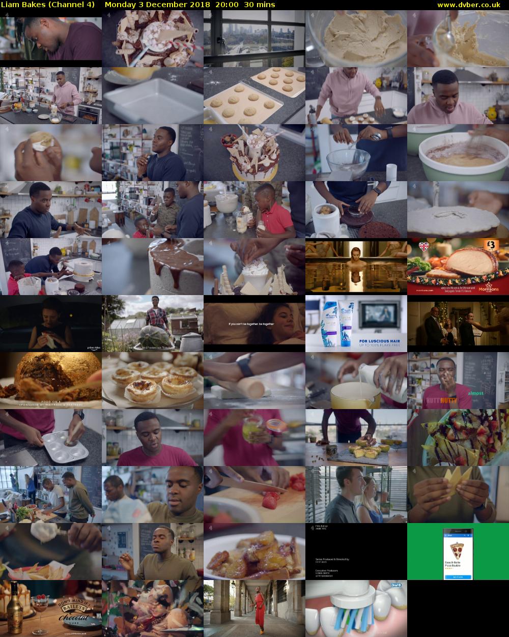 Liam Bakes (Channel 4) Monday 3 December 2018 20:00 - 20:30