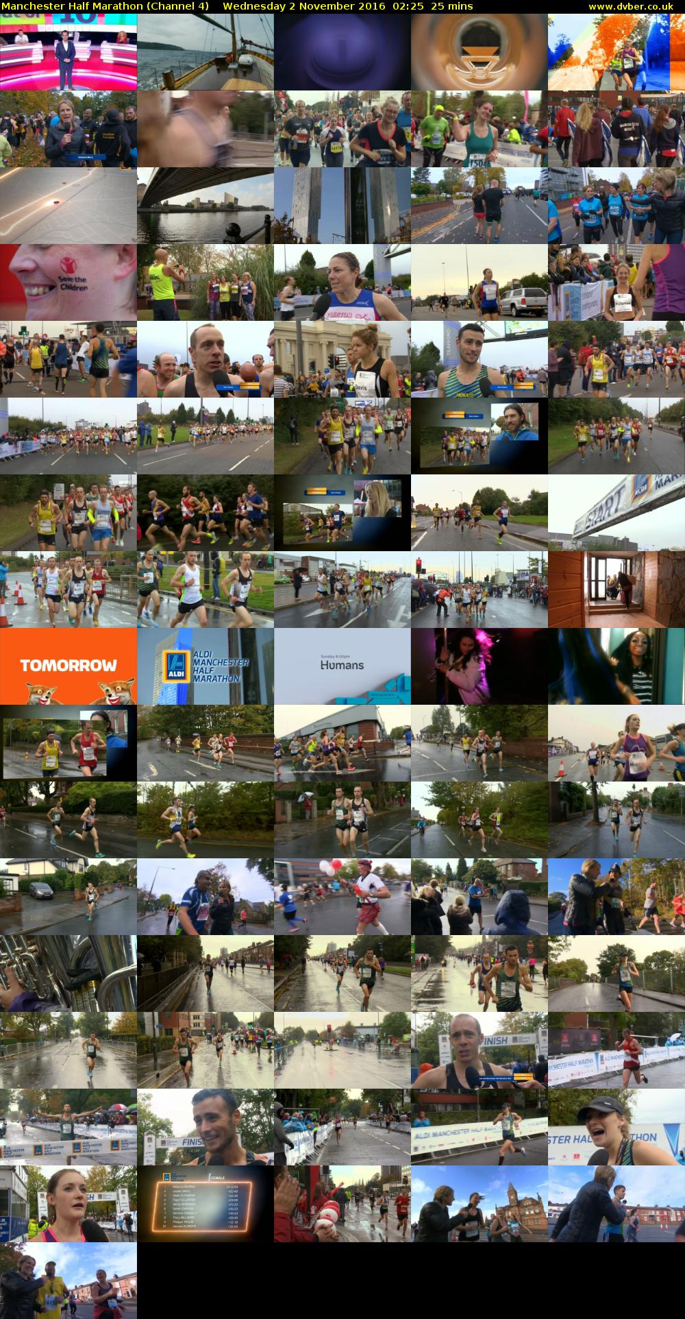 Manchester Half Marathon (Channel 4) Wednesday 2 November 2016 02:25 - 02:50