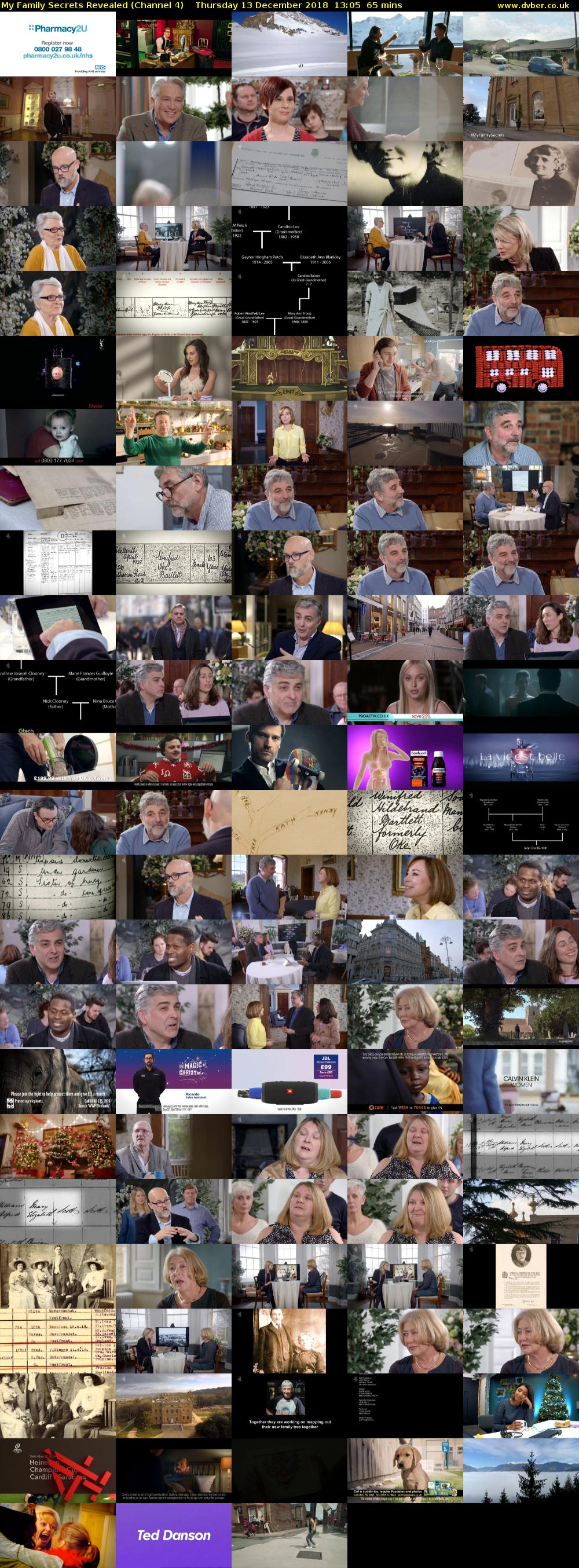 My Family Secrets Revealed (Channel 4) Thursday 13 December 2018 13:05 - 14:10