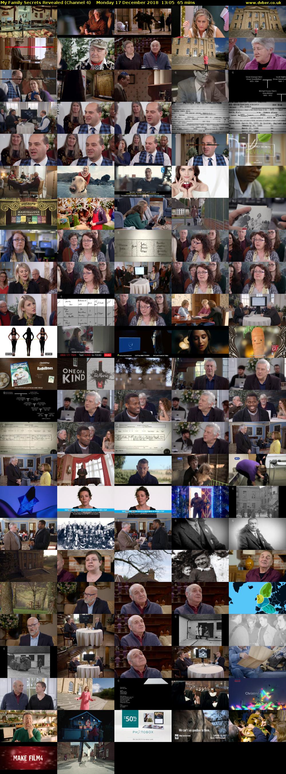 My Family Secrets Revealed (Channel 4) Monday 17 December 2018 13:05 - 14:10