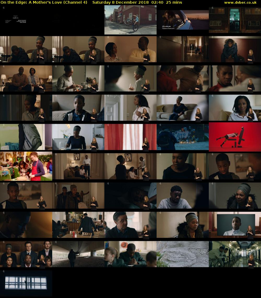 On the Edge: A Mother's Love (Channel 4) Saturday 8 December 2018 02:40 - 03:05