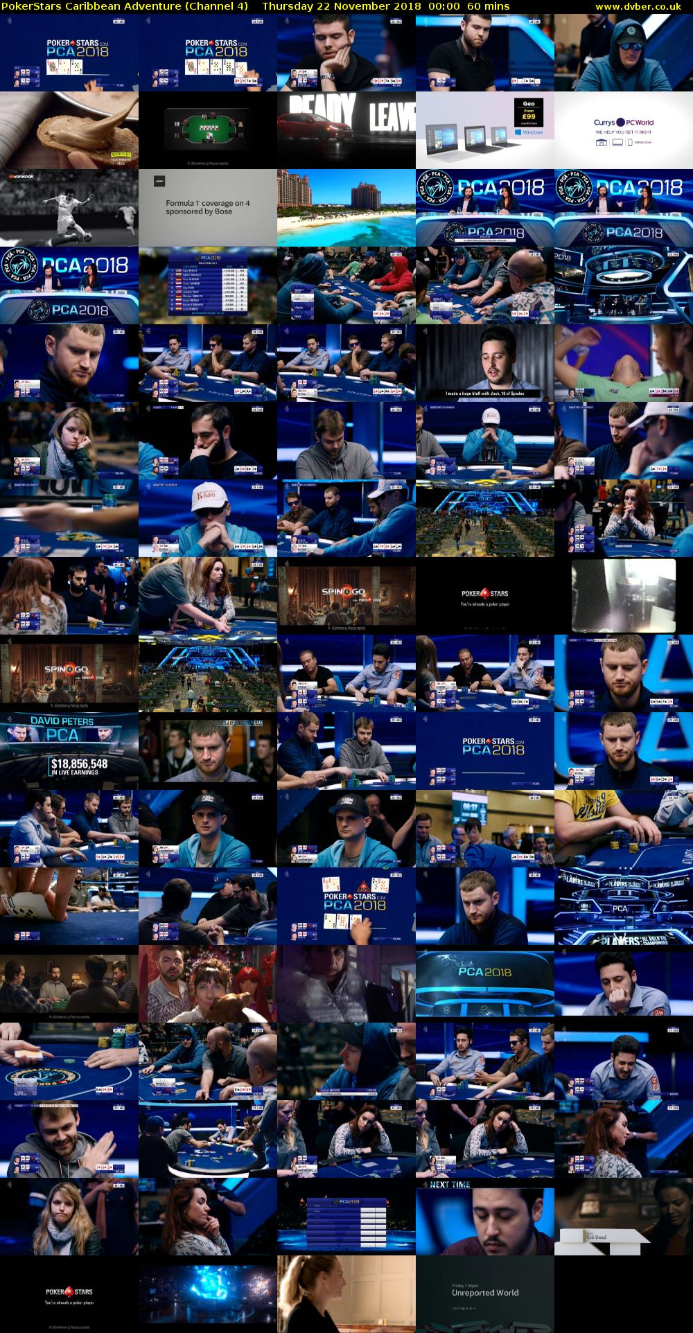 PokerStars Caribbean Adventure (Channel 4) Thursday 22 November 2018 00:00 - 01:00