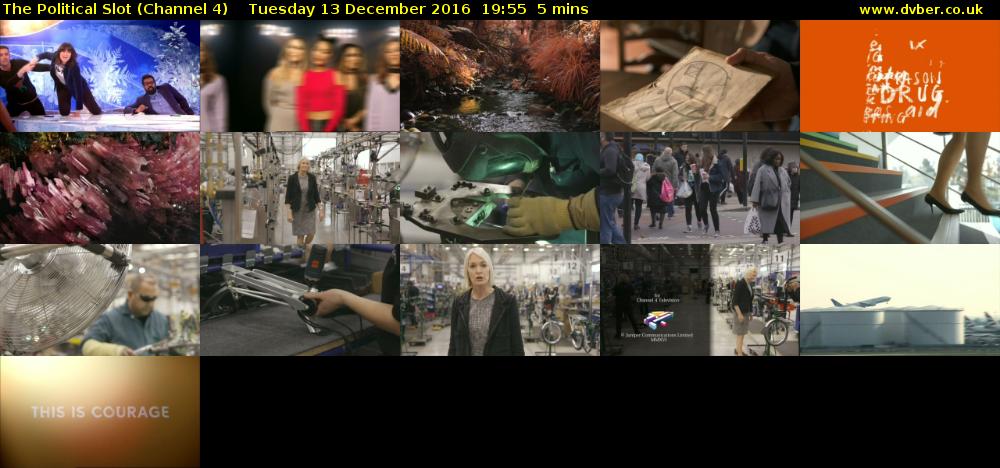 The Political Slot (Channel 4) Tuesday 13 December 2016 19:55 - 20:00