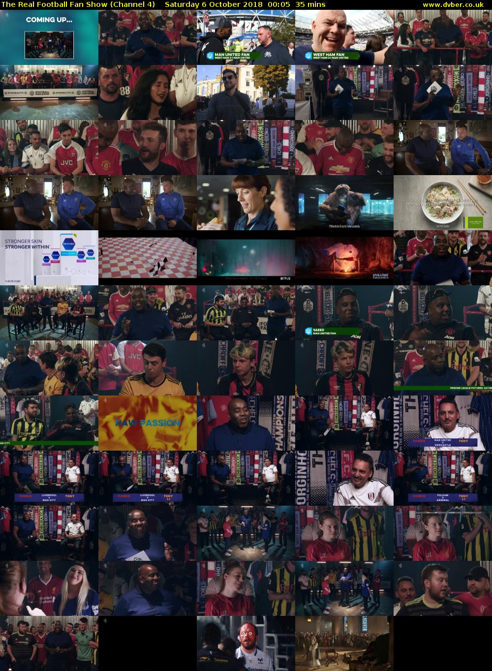 The Real Football Fan Show (Channel 4) Saturday 6 October 2018 00:05 - 00:40