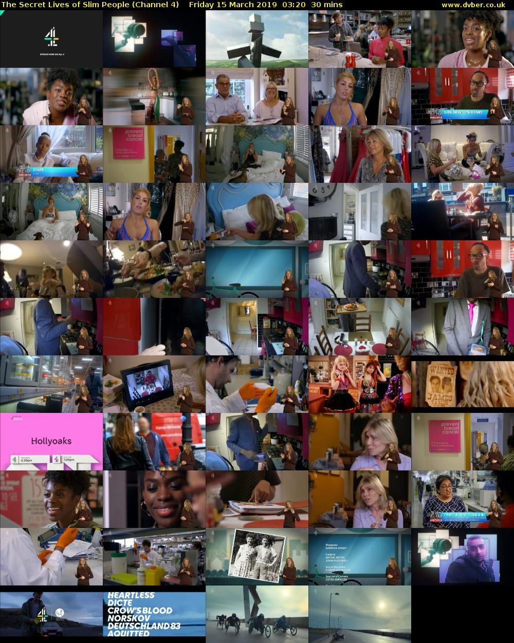 The Secret Lives of Slim People (Channel 4) Friday 15 March 2019 11:00 - 03:50