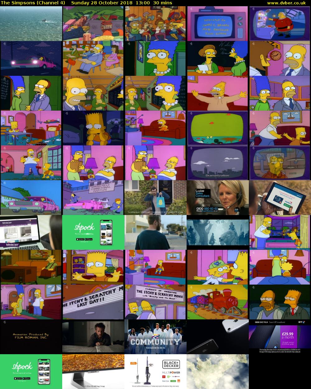 The Simpsons (Channel 4) Sunday 28 October 2018 13:00 - 13:30