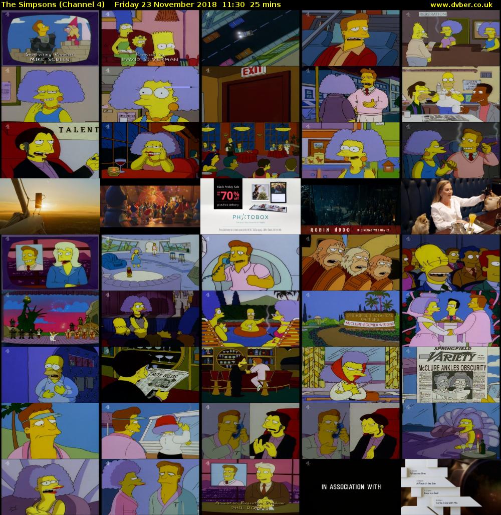 The Simpsons (Channel 4) Friday 23 November 2018 11:30 - 11:55